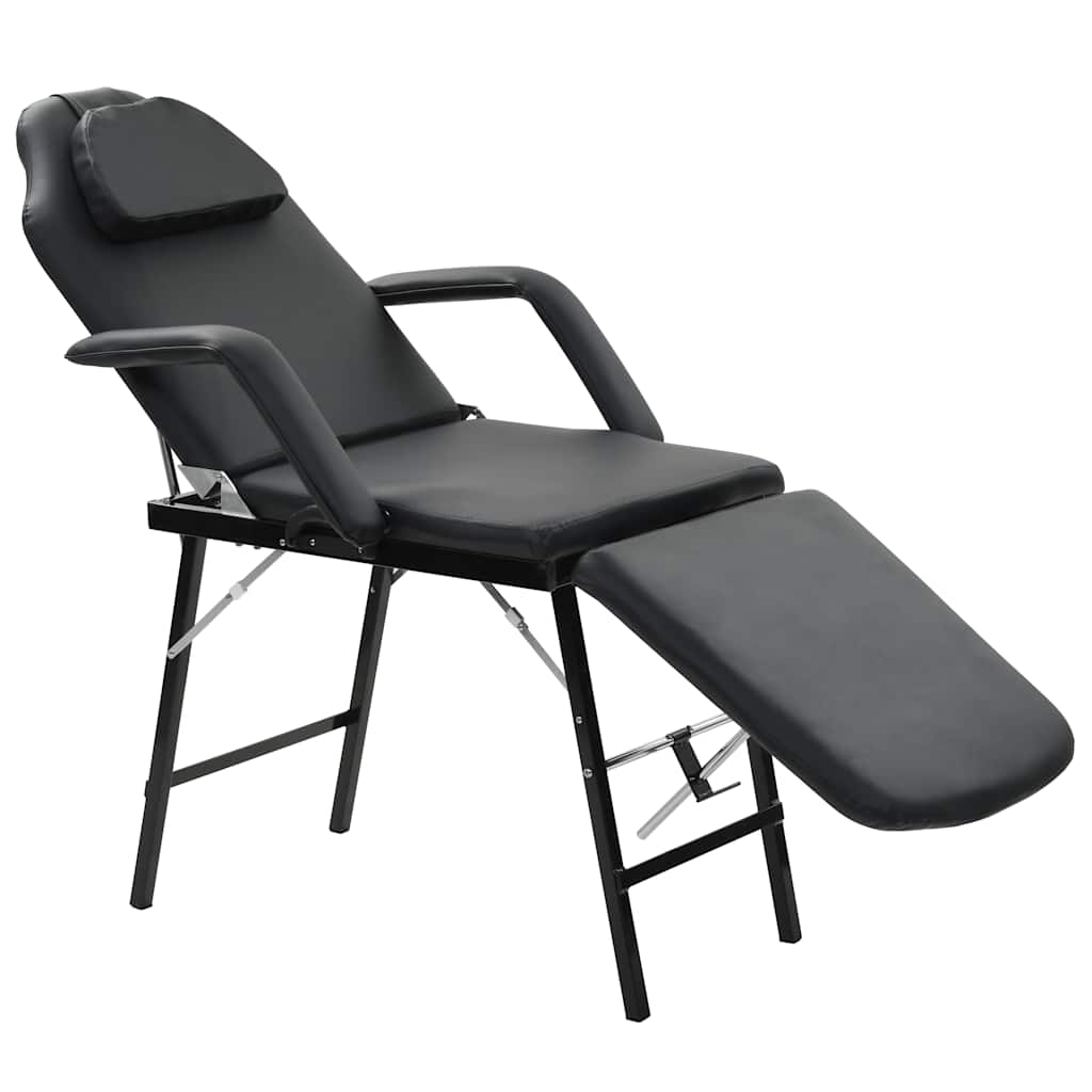 mobil ansigtsbehandlingsstol kunstlæder 185 x 78 x 76 cm sort
