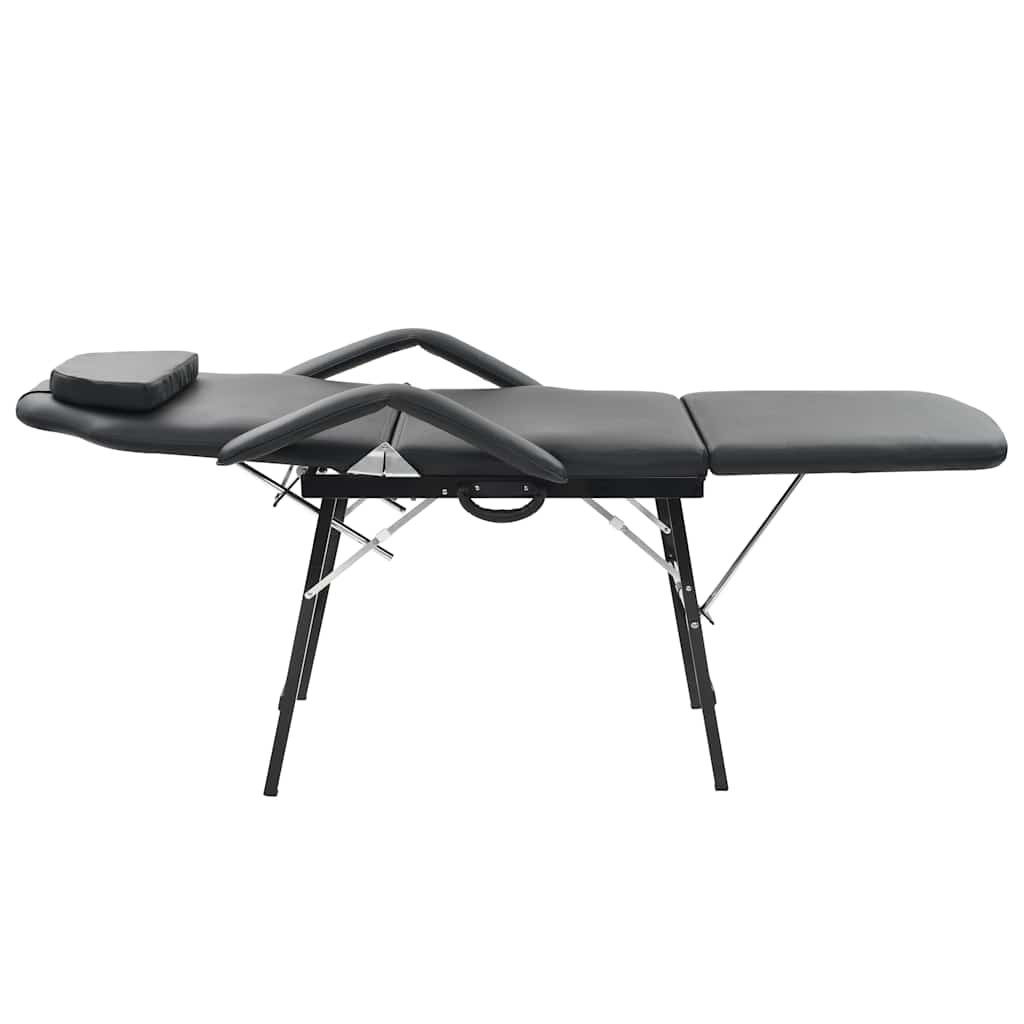 mobil ansigtsbehandlingsstol kunstlæder 185 x 78 x 76 cm sort
