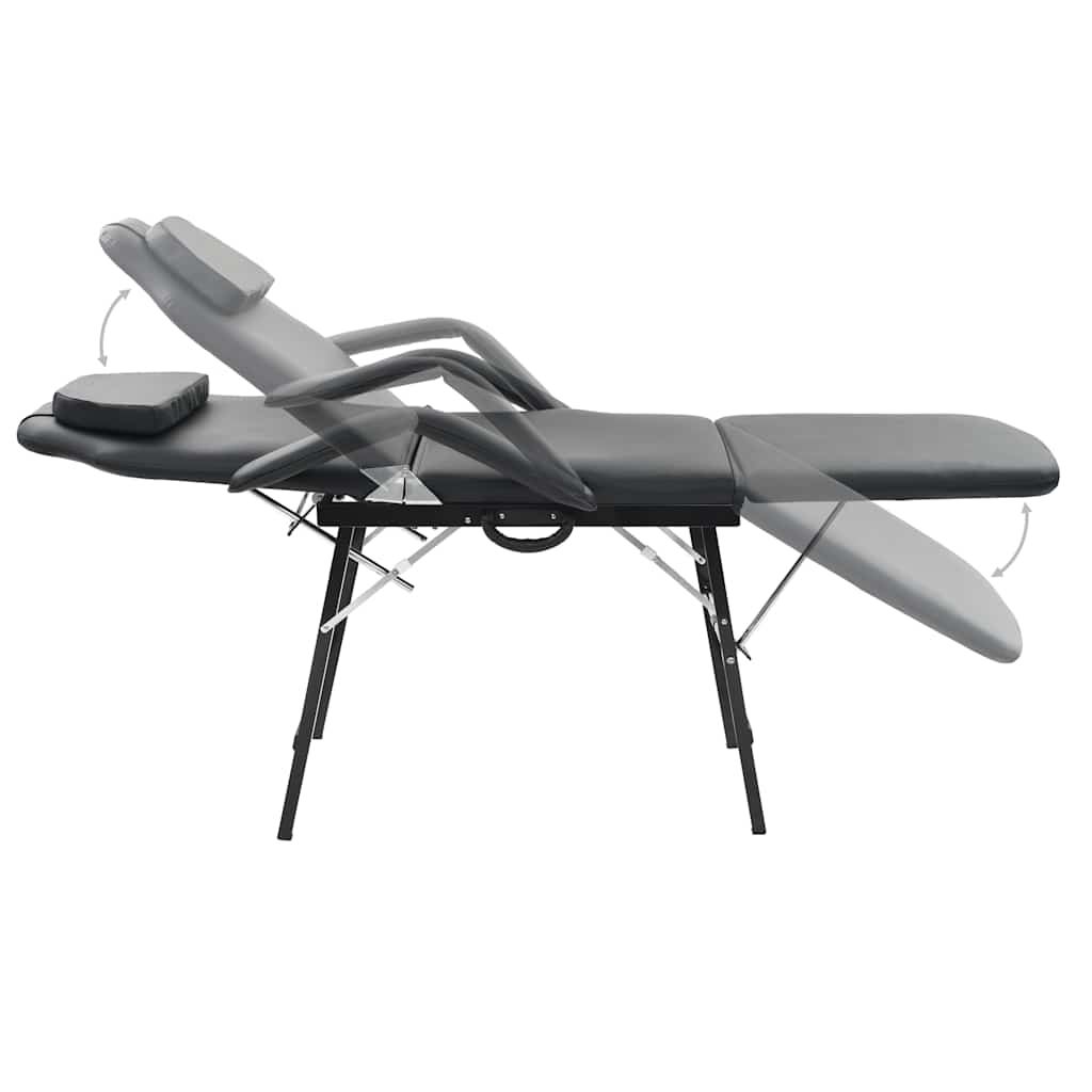 mobil ansigtsbehandlingsstol kunstlæder 185 x 78 x 76 cm sort
