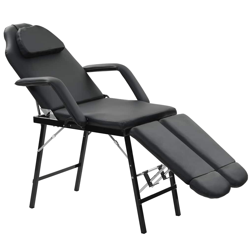 mobil ansigtsbehandlingsstol kunstlæder 185 x 78 x 76 cm sort