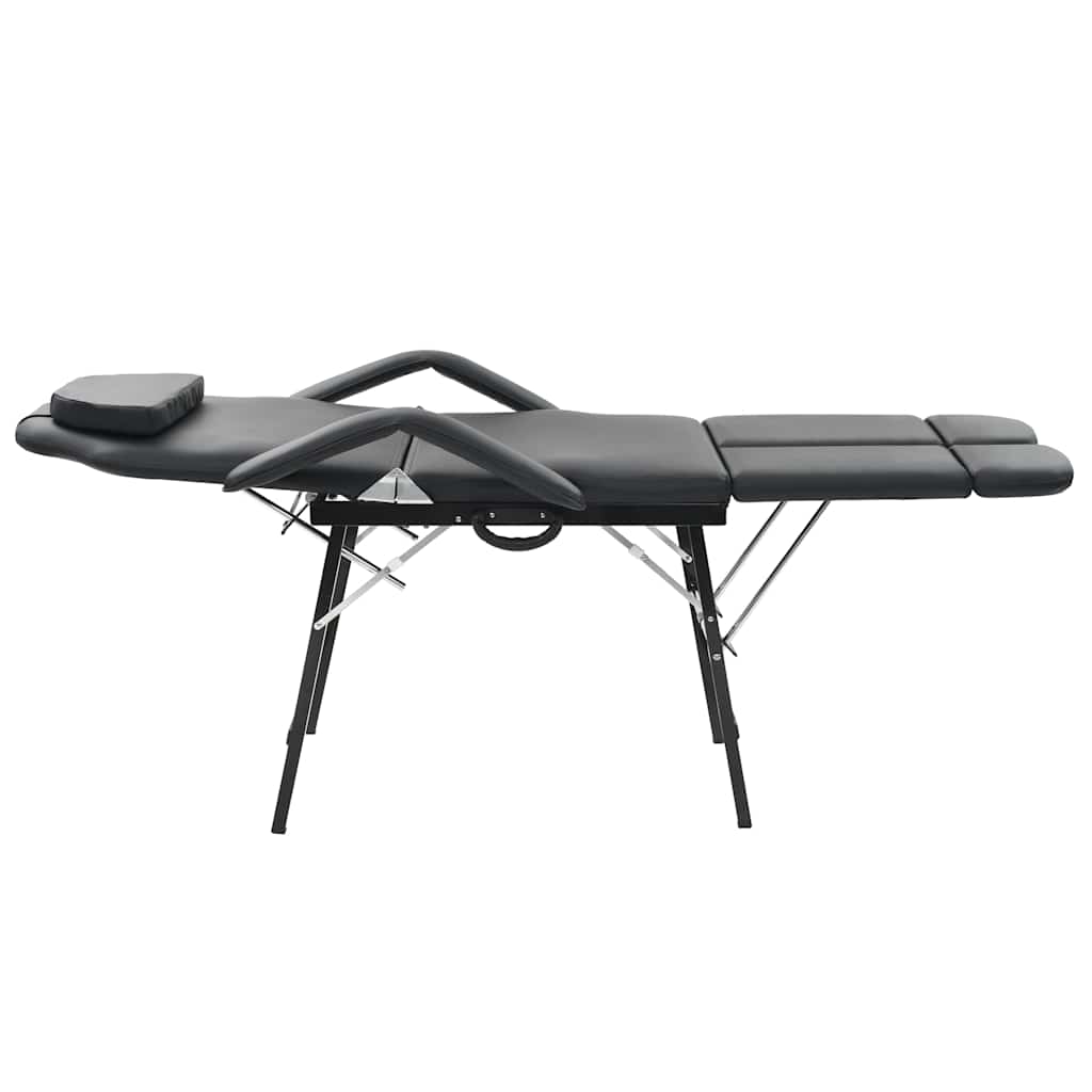 mobil ansigtsbehandlingsstol kunstlæder 185 x 78 x 76 cm sort