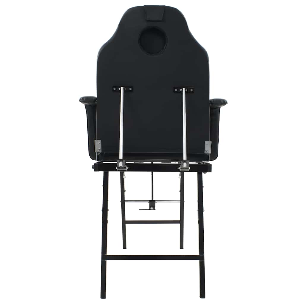 mobil ansigtsbehandlingsstol kunstlæder 185 x 78 x 76 cm sort