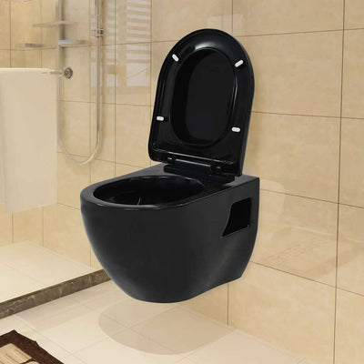 væghængt toilet keramisk sort