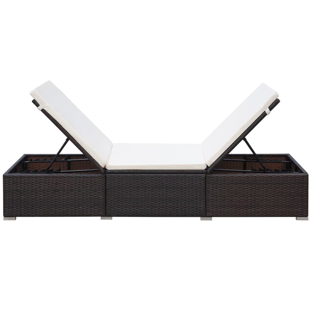 liggestol med hynde polyrattan brun