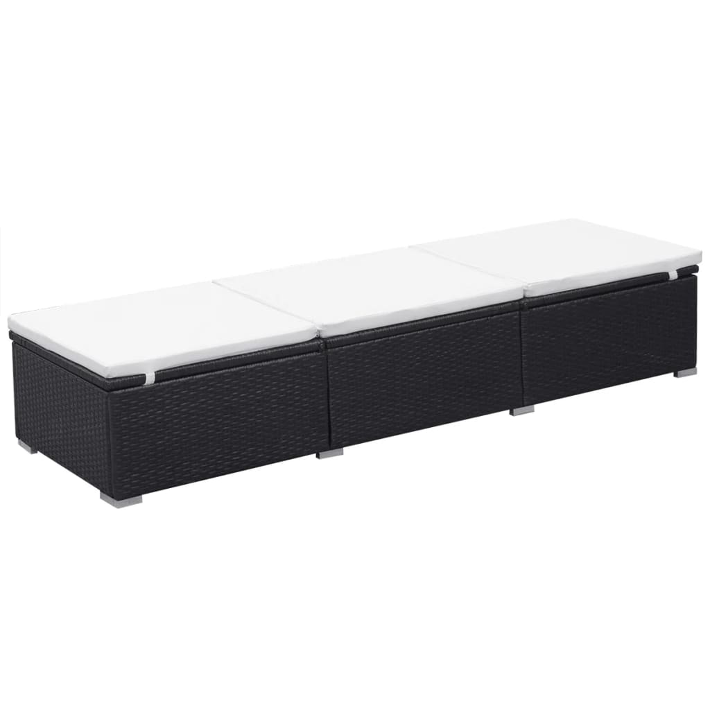 liggestol med hynde polyrattan sort