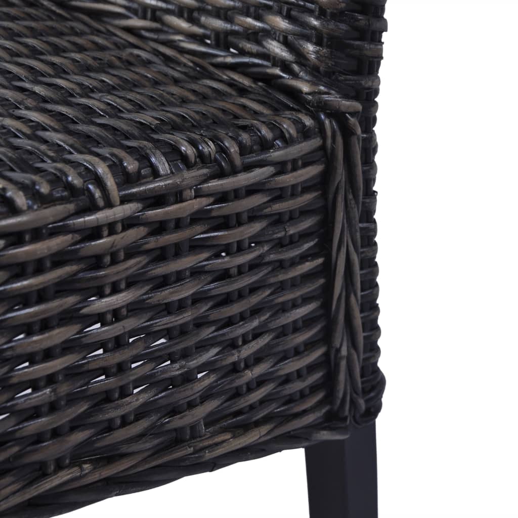 spisebordsstole 2 stk. kubu-rattan og mahognitræ sort
