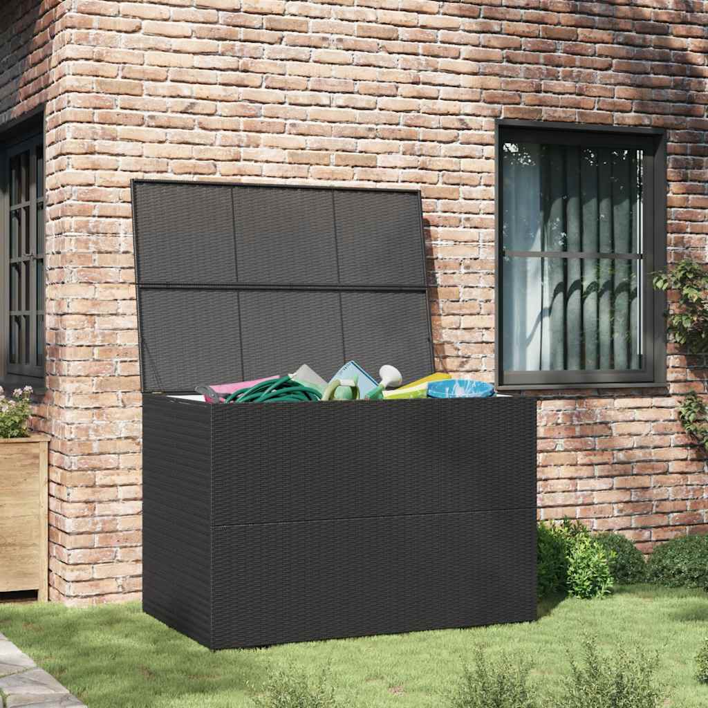 udendørs opbevaringskasse 150x100x100 cm polyrattan sort