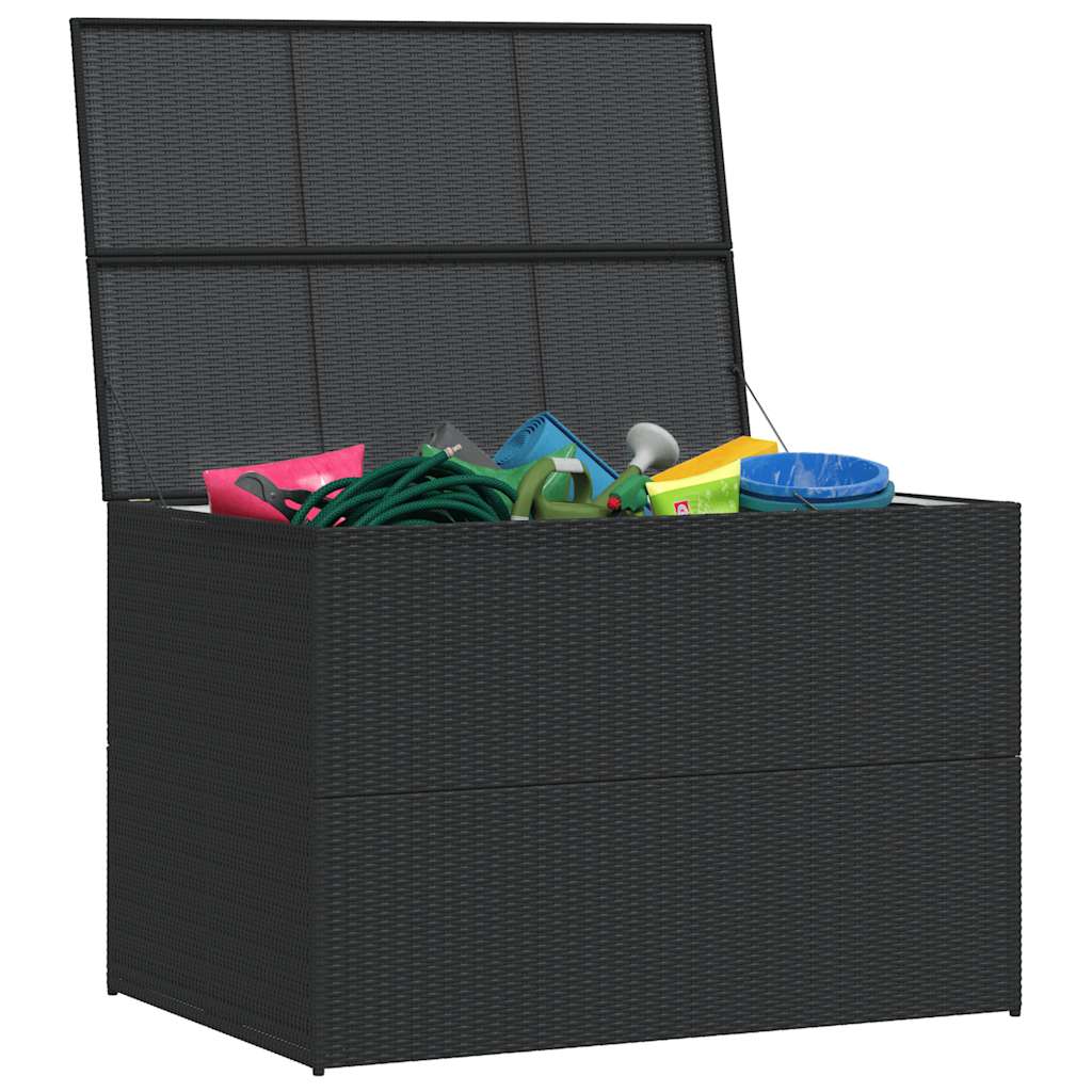 udendørs opbevaringskasse 150x100x100 cm polyrattan sort