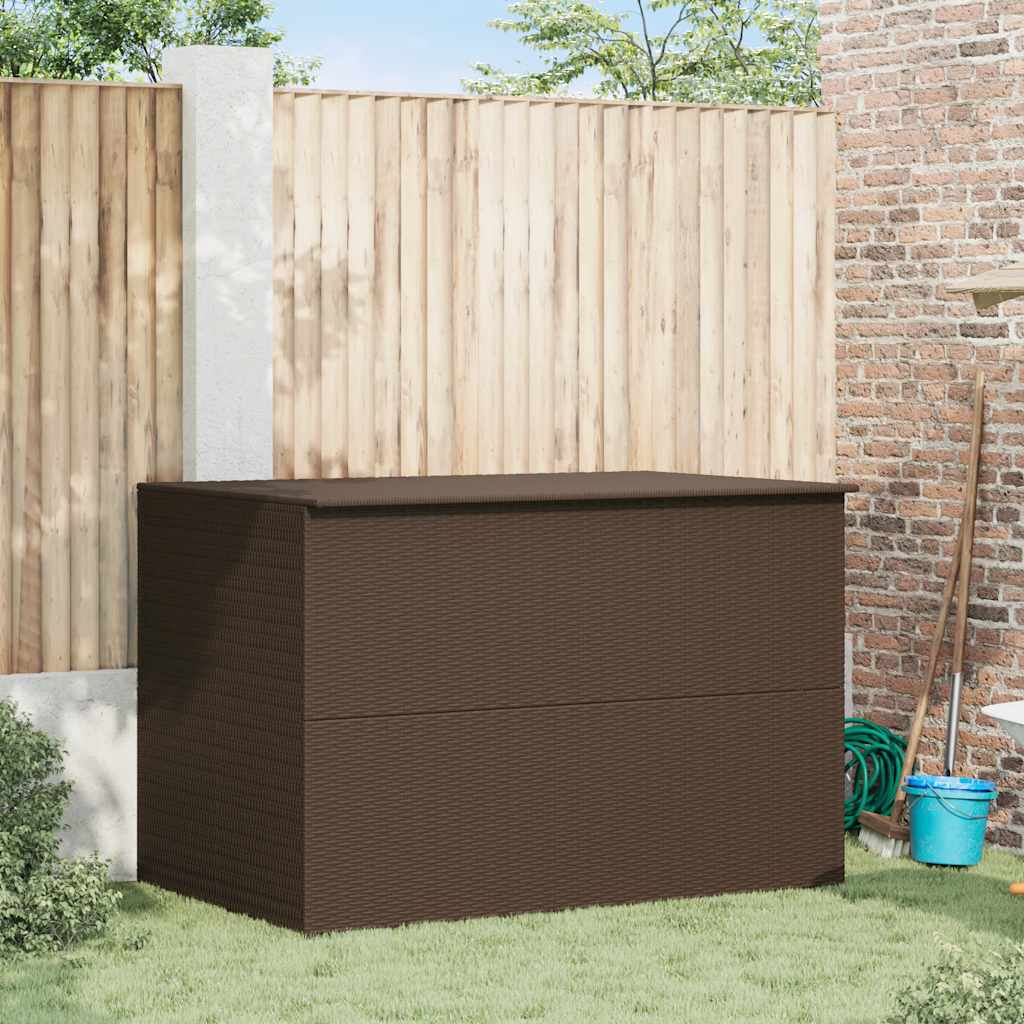 udendørs opbevaringskasse 150x100x100 cm polyrattan brun