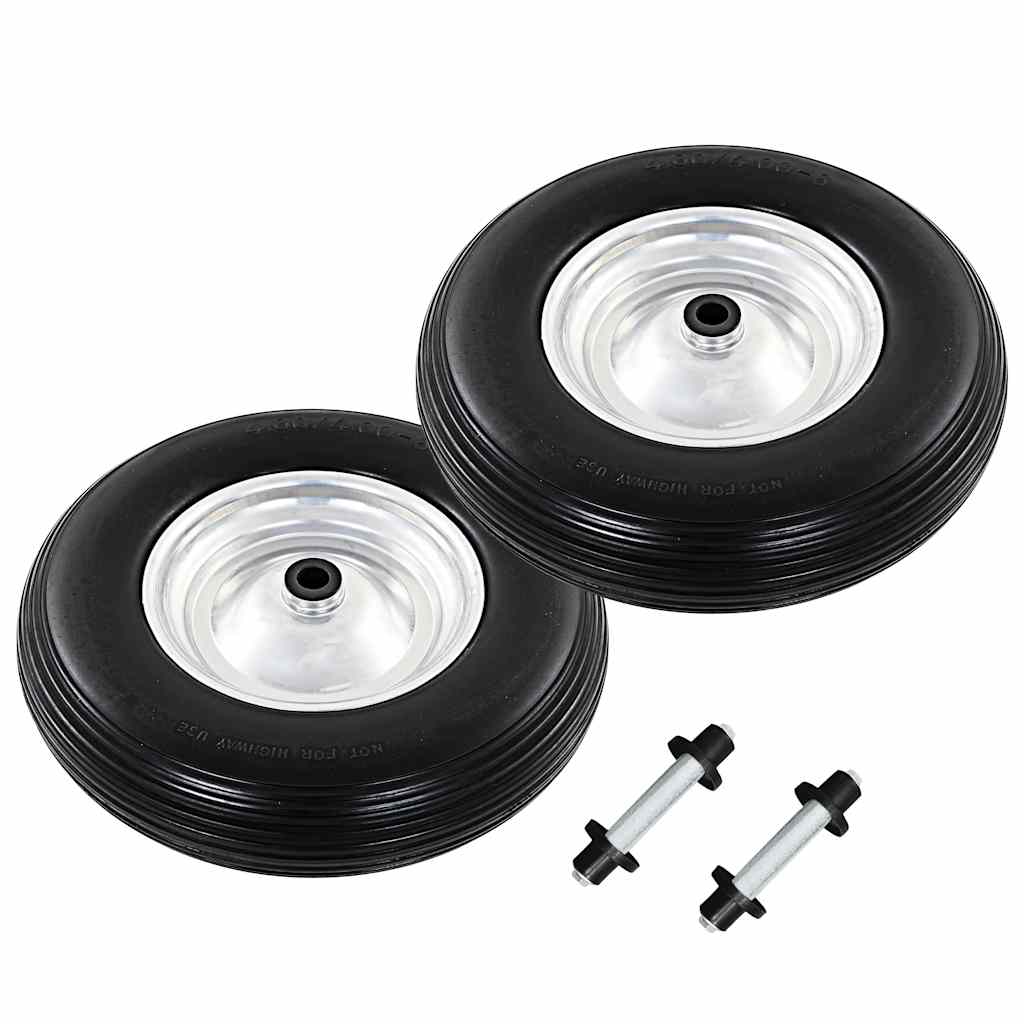 trillebørshjul med aksel 2 stk. massivt PU 4.00-8 390 mm
