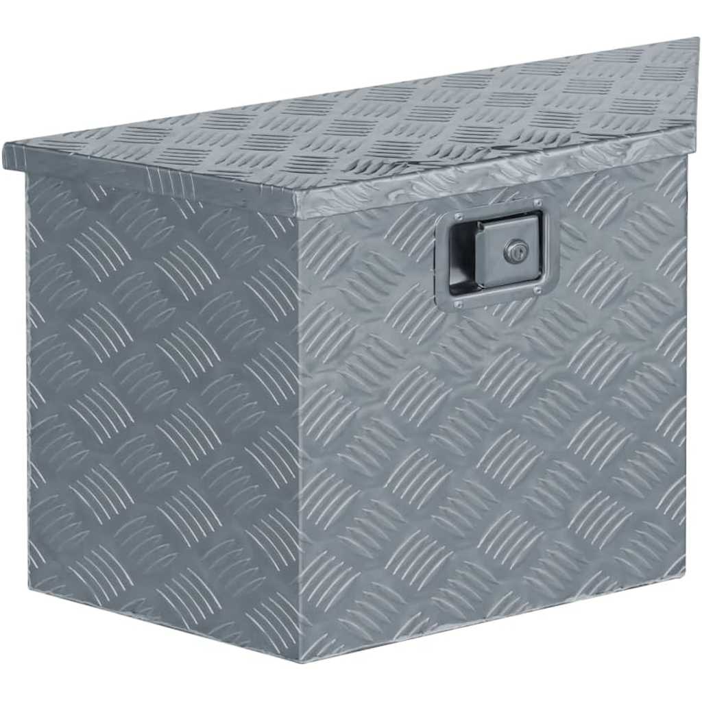aluminiumskasse 70 x 24 x 42 cm trapezformet sølvfarvet