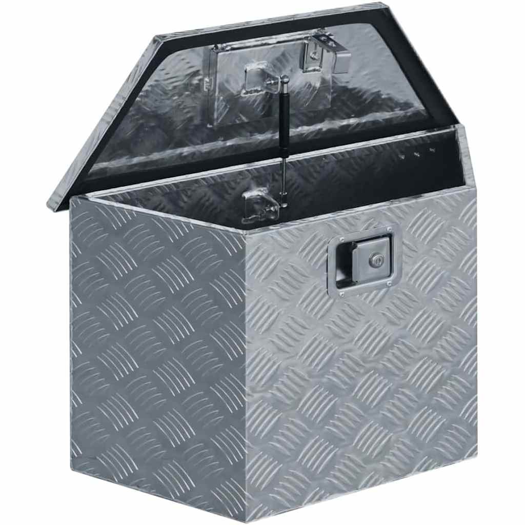 aluminiumskasse 70 x 24 x 42 cm trapezformet sølvfarvet