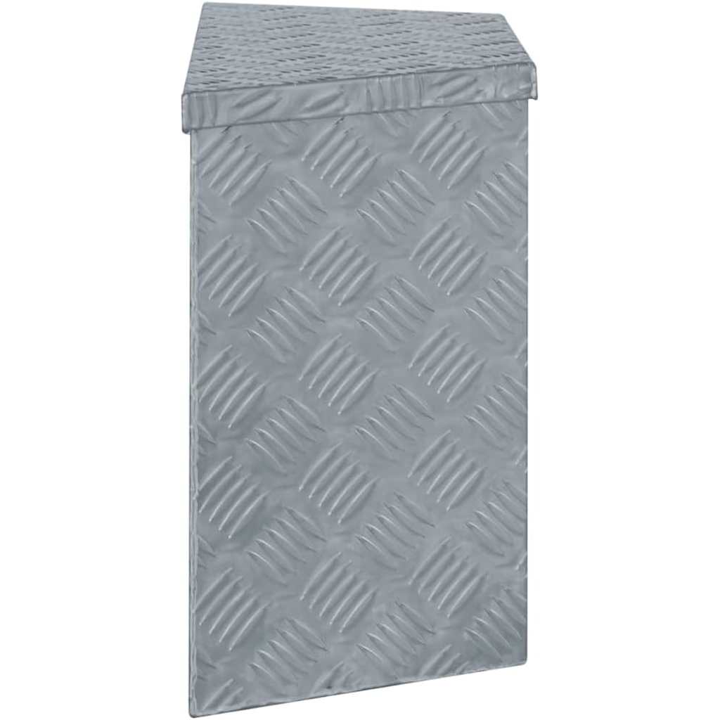 aluminiumskasse 70 x 24 x 42 cm trapezformet sølvfarvet
