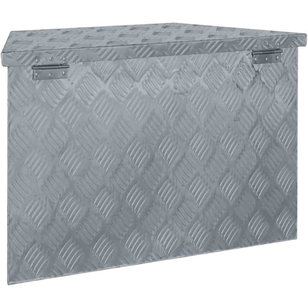 aluminiumskasse 70 x 24 x 42 cm trapezformet sølvfarvet