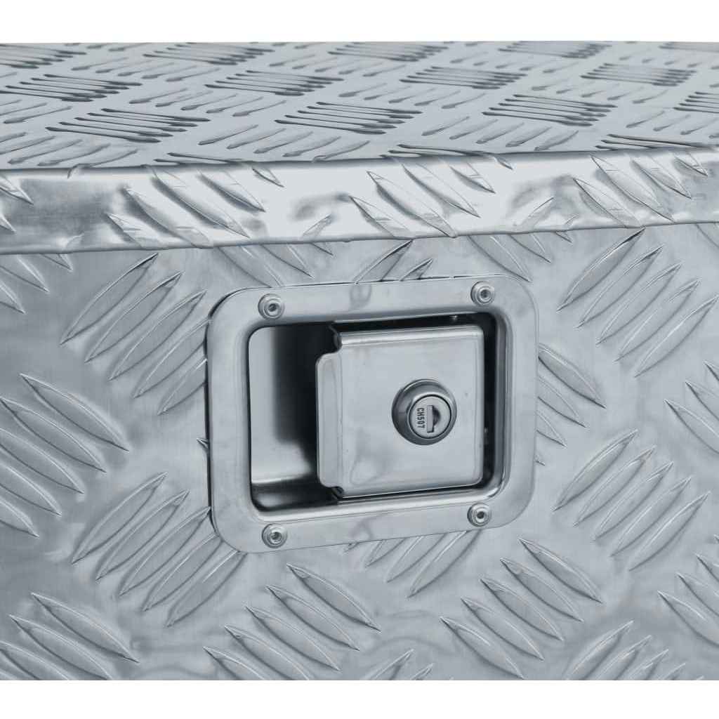 aluminiumskasse 70 x 24 x 42 cm trapezformet sølvfarvet