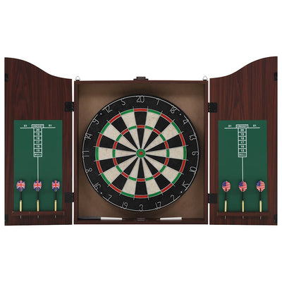 professionel dartskive i sisal med skab og 6 dartpile