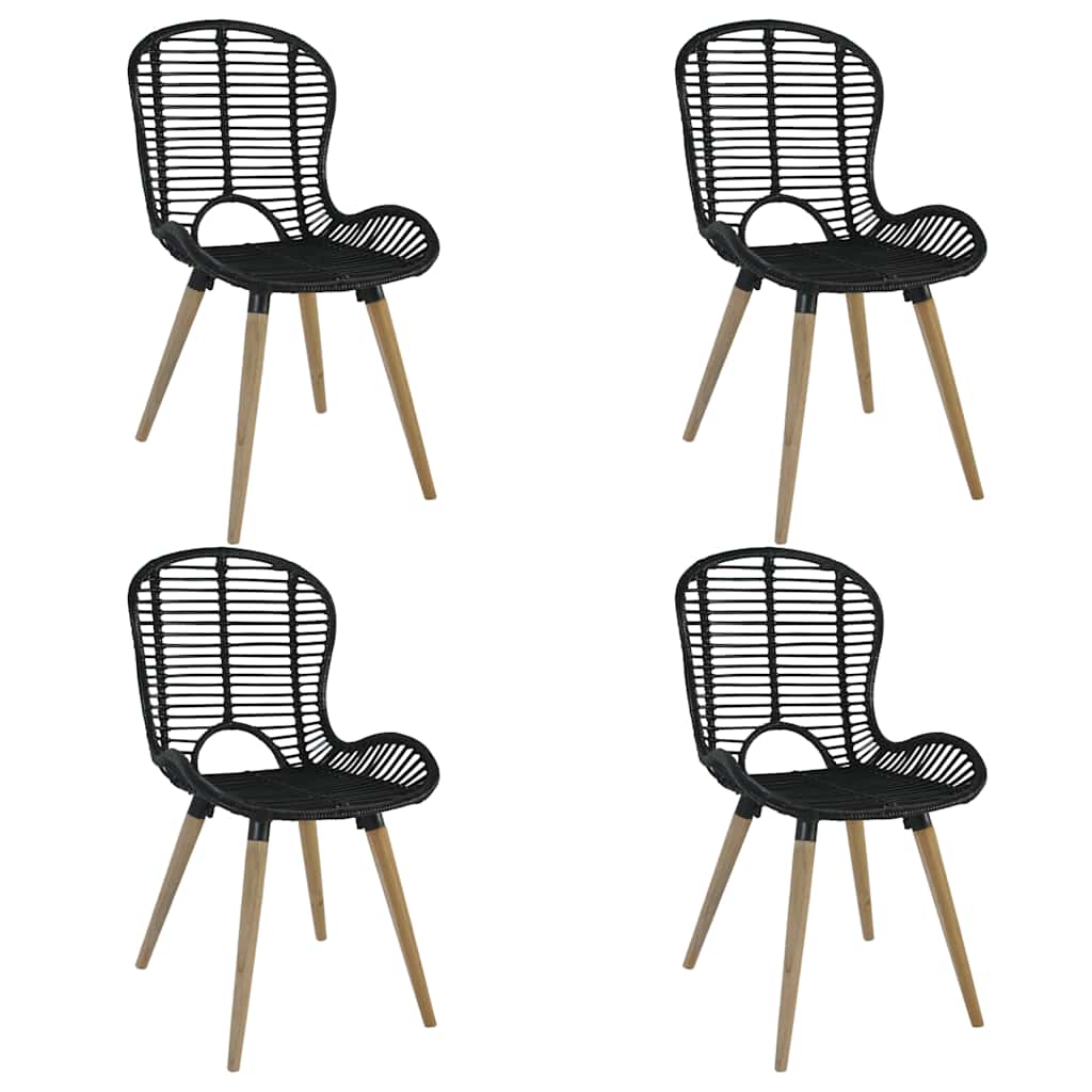 spisebordsstole 4 stk. naturligt rattan sort