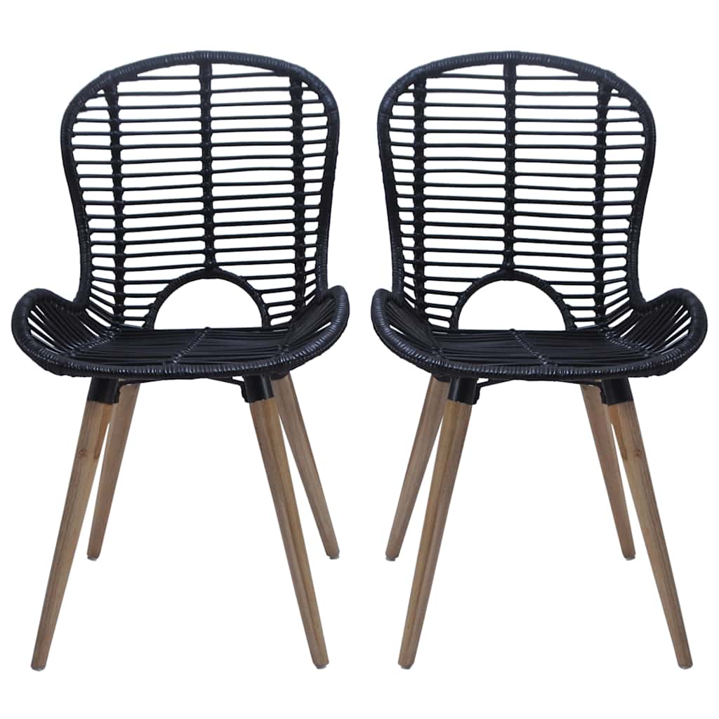 spisebordsstole 4 stk. naturligt rattan sort