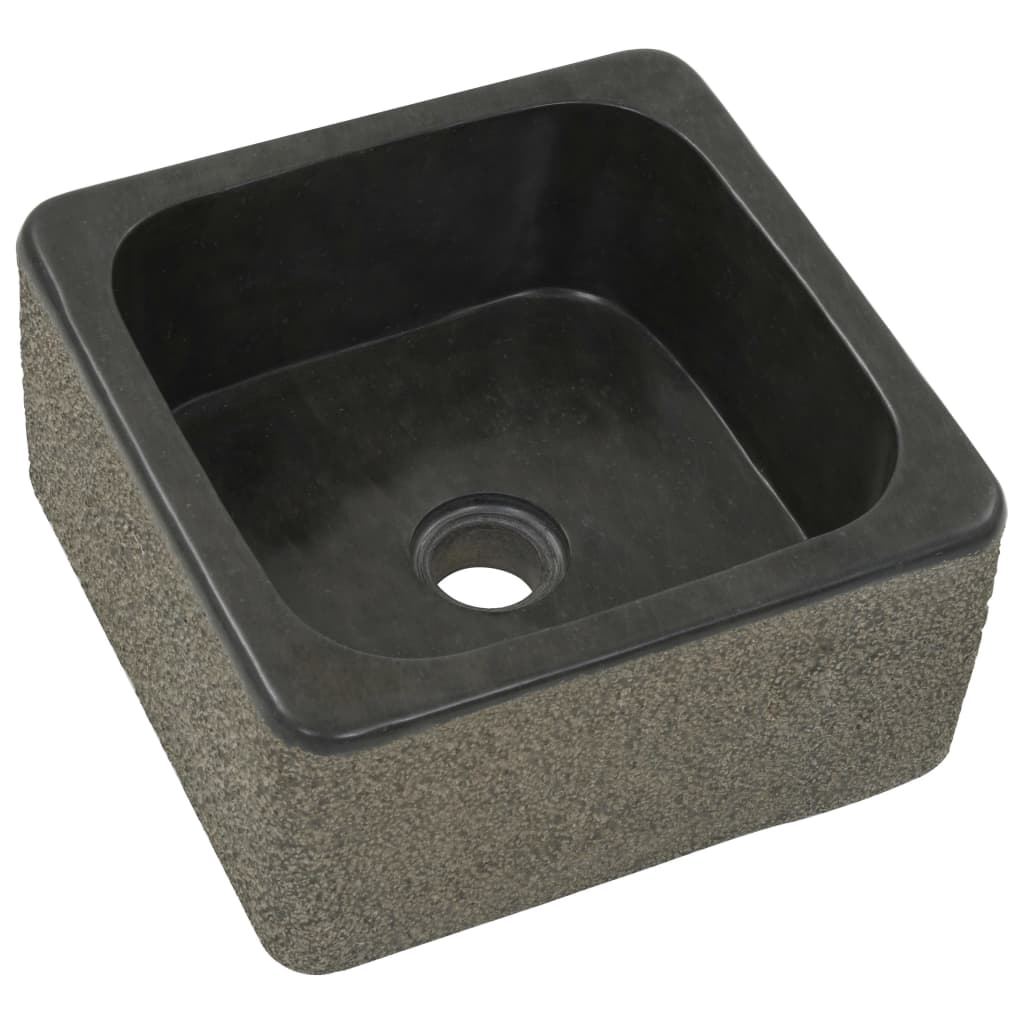 håndvask 30x30x15 cm flodsten sort