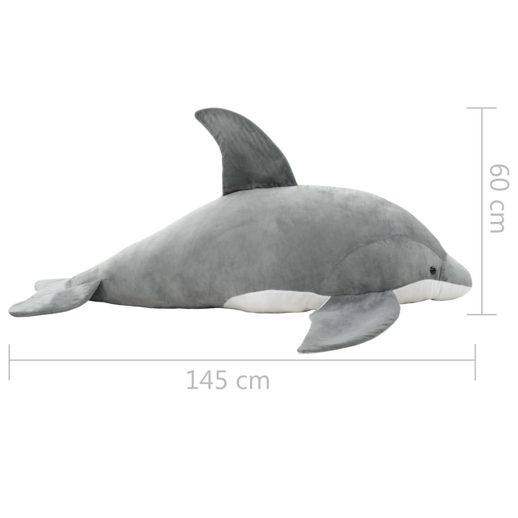 tøjdyr delfin plysstof grå