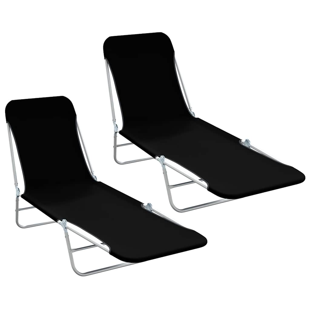 foldbare liggestole 2 stk. stål og stof sort