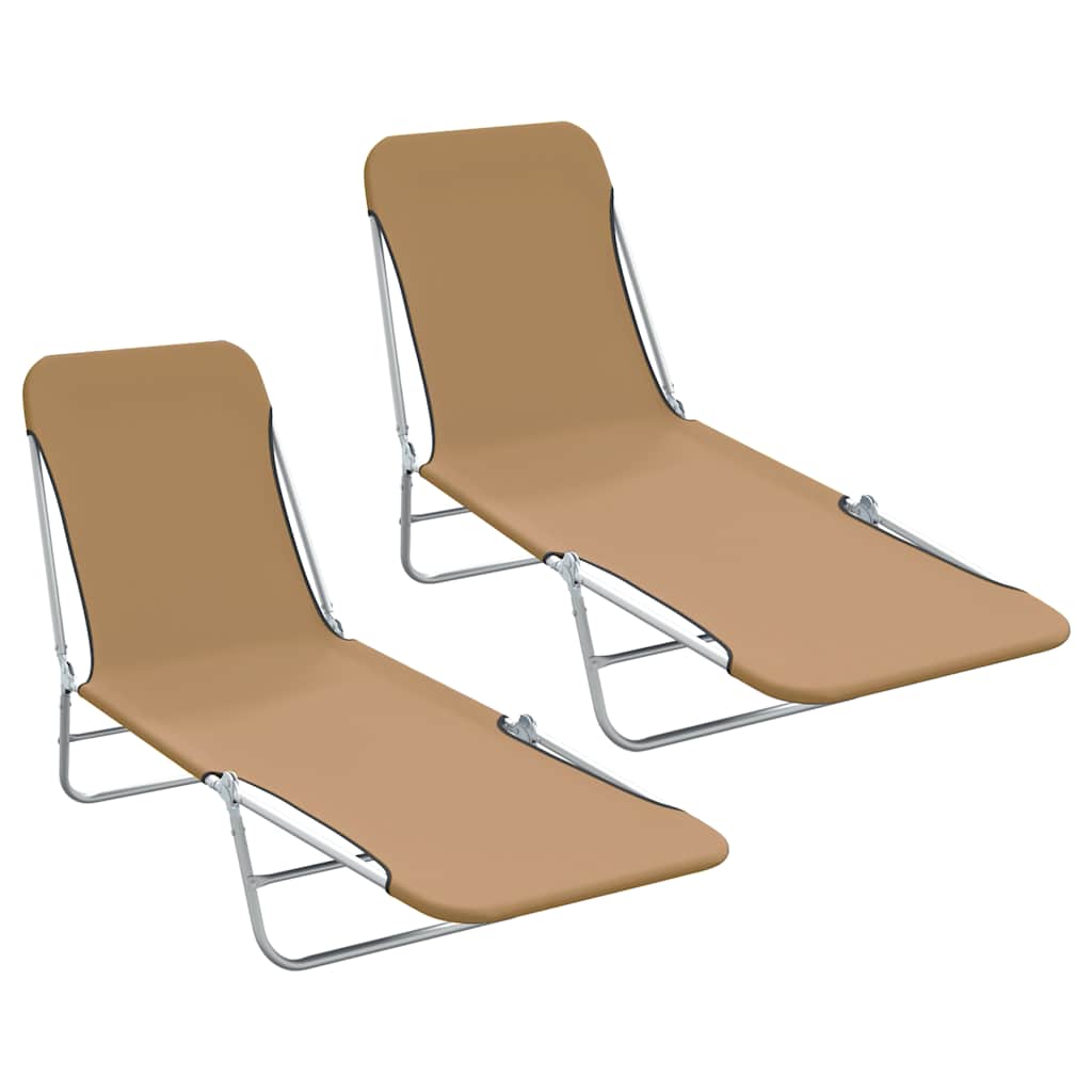 foldbare liggestole 2 stk. stål og stof gråbrun