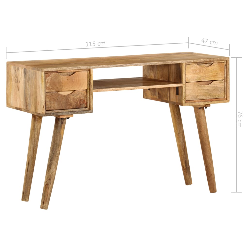 skrivebord massivt mangotræ 115 x 47 x 76 cm