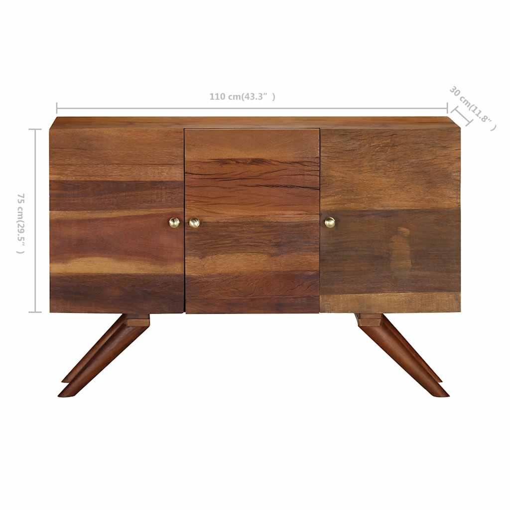 skænk 110x30x75 cm massivt genbrugstræ brun