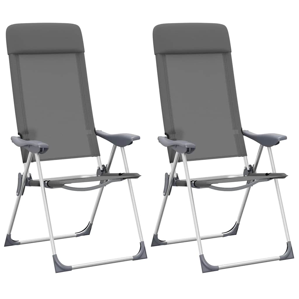 foldbare campingstole 2 stk. aluminium grå