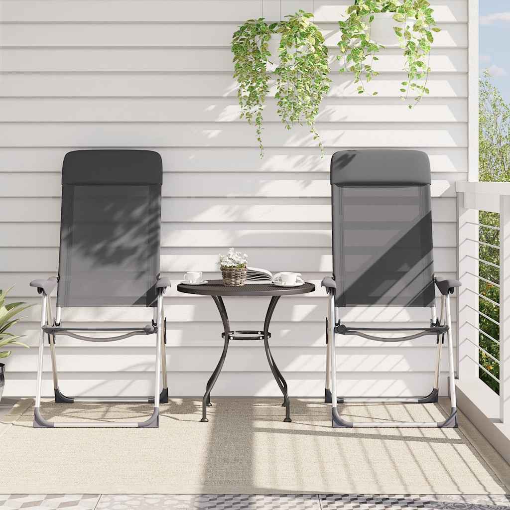 foldbare campingstole 2 stk. aluminium grå