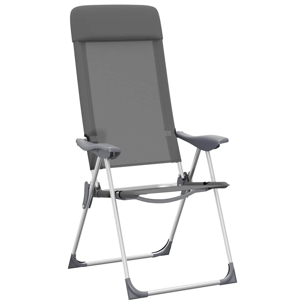foldbare campingstole 2 stk. aluminium grå