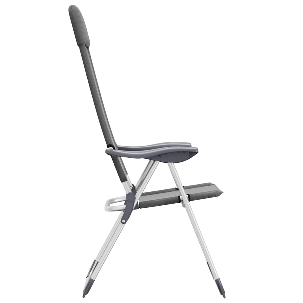 foldbare campingstole 2 stk. aluminium grå