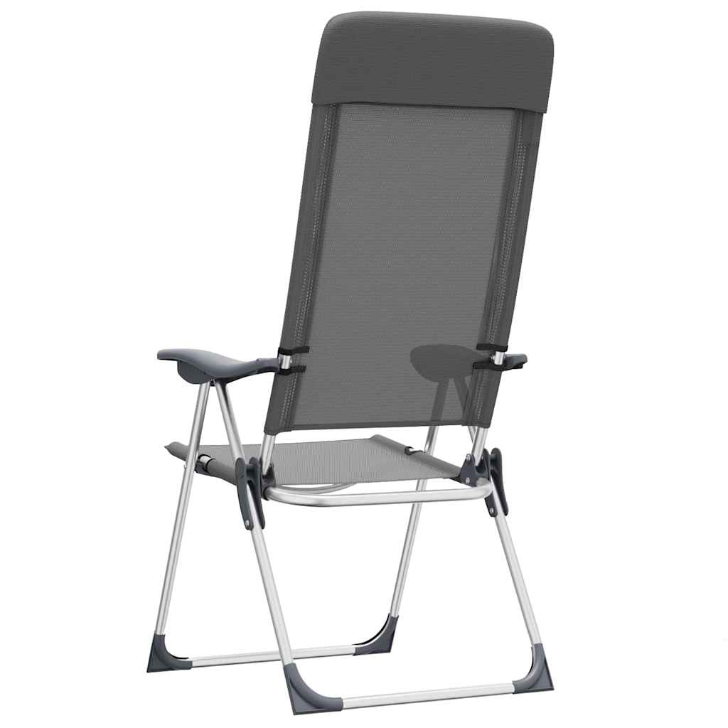 foldbare campingstole 2 stk. aluminium grå
