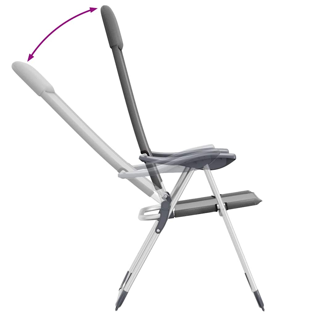 foldbare campingstole 2 stk. aluminium grå