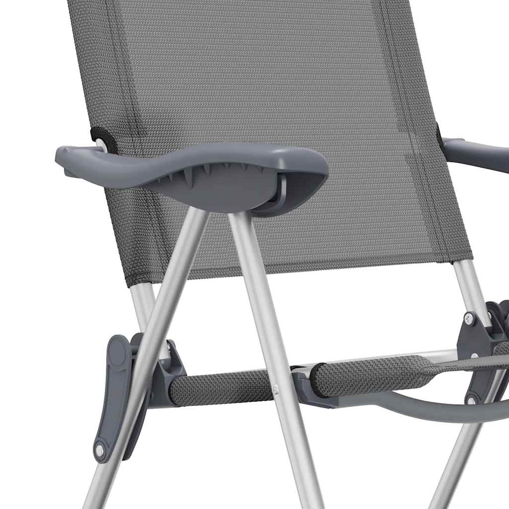 foldbare campingstole 2 stk. aluminium grå