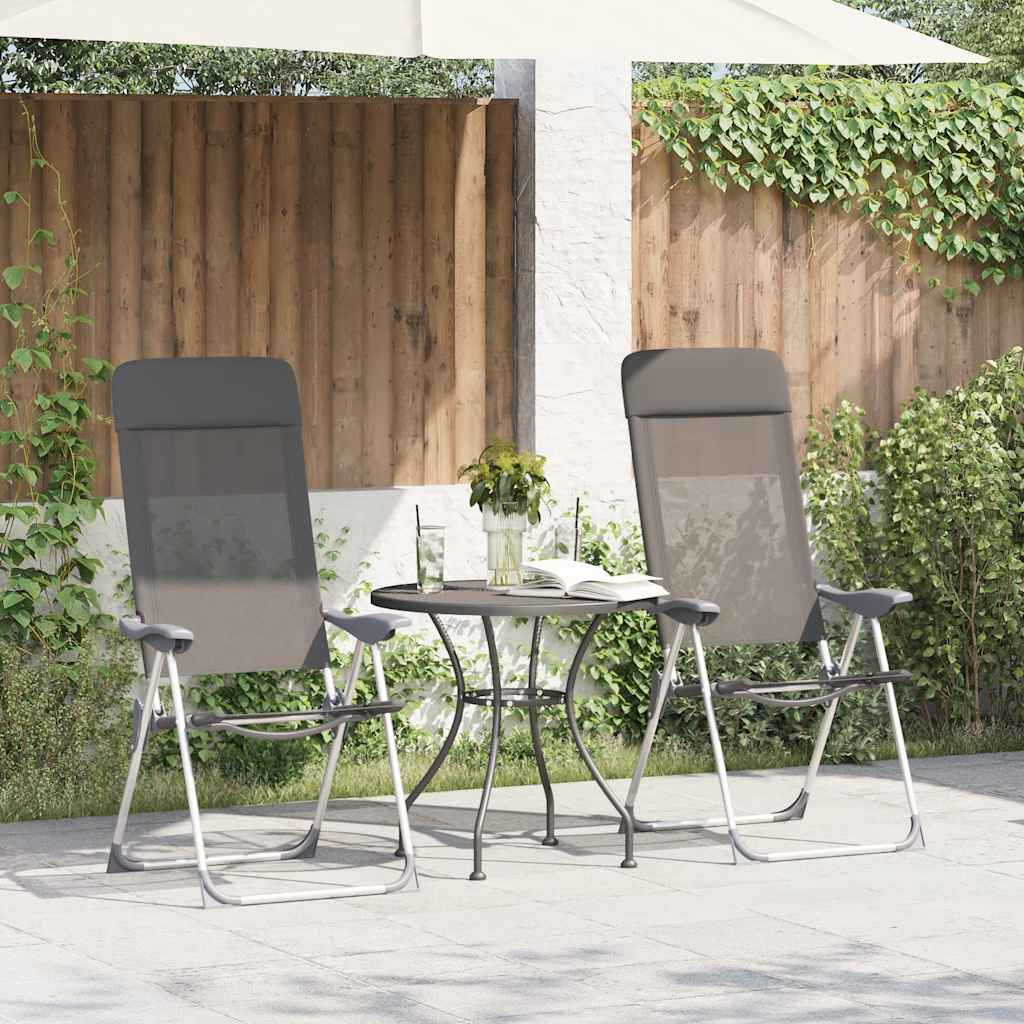 foldbare campingstole 2 stk. aluminium grå