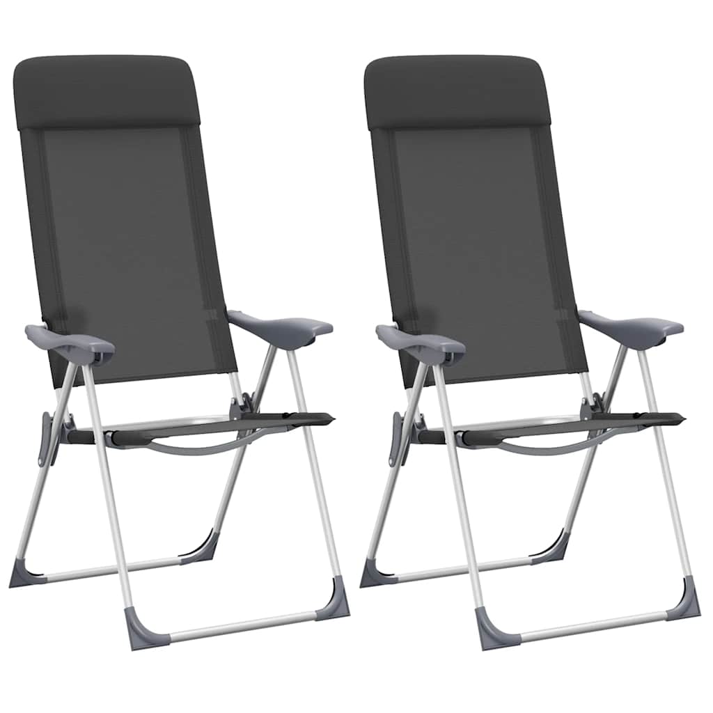 foldbare campingstole 2 stk. aluminium sort