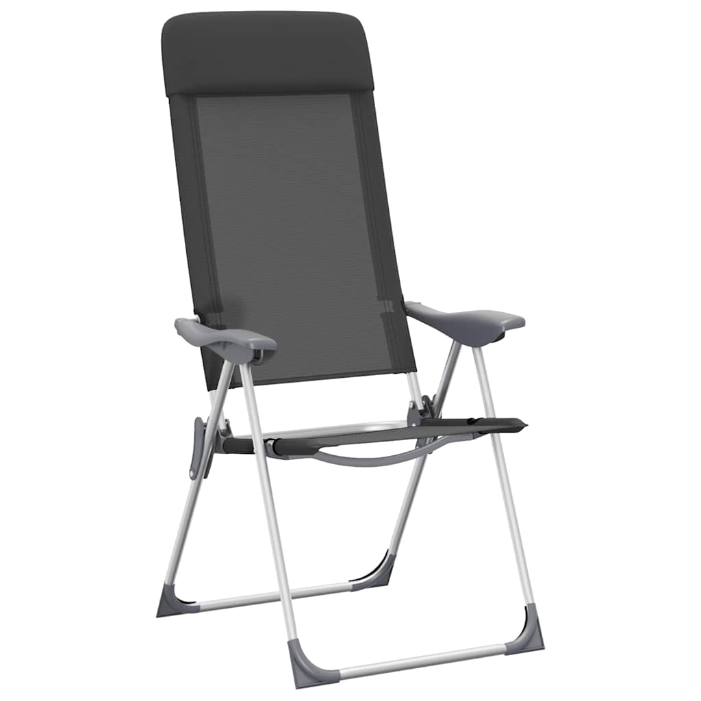 foldbare campingstole 2 stk. aluminium sort