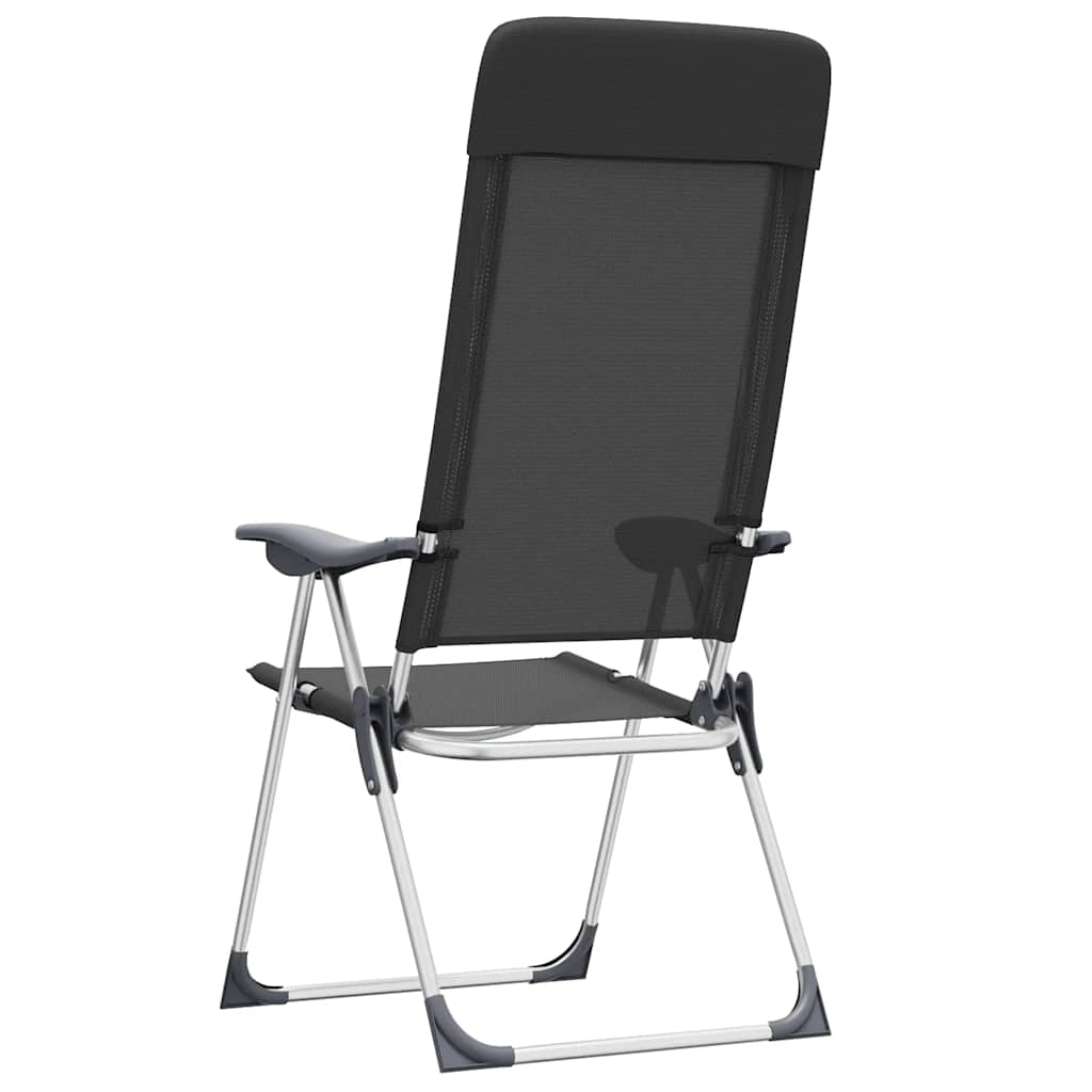 foldbare campingstole 2 stk. aluminium sort