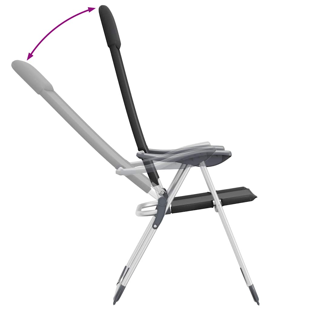 foldbare campingstole 2 stk. aluminium sort