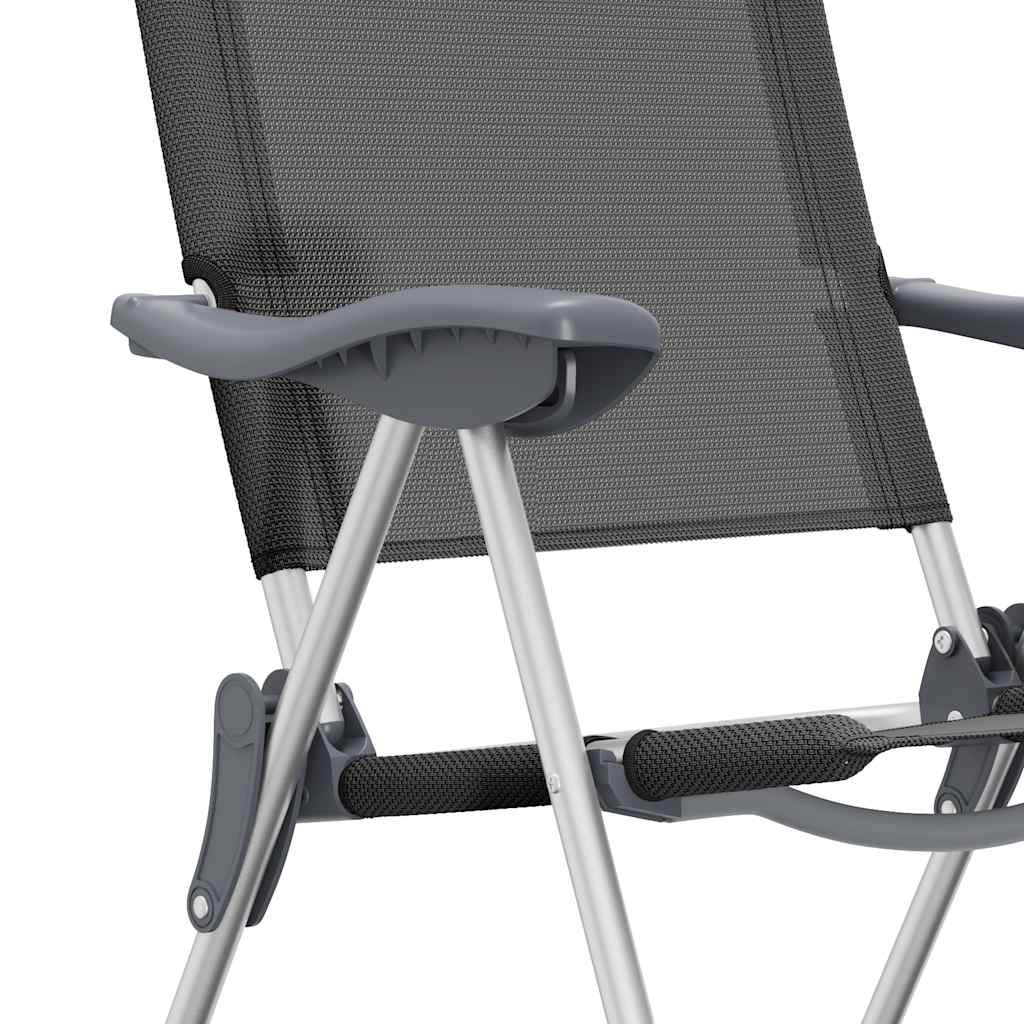 foldbare campingstole 2 stk. aluminium sort