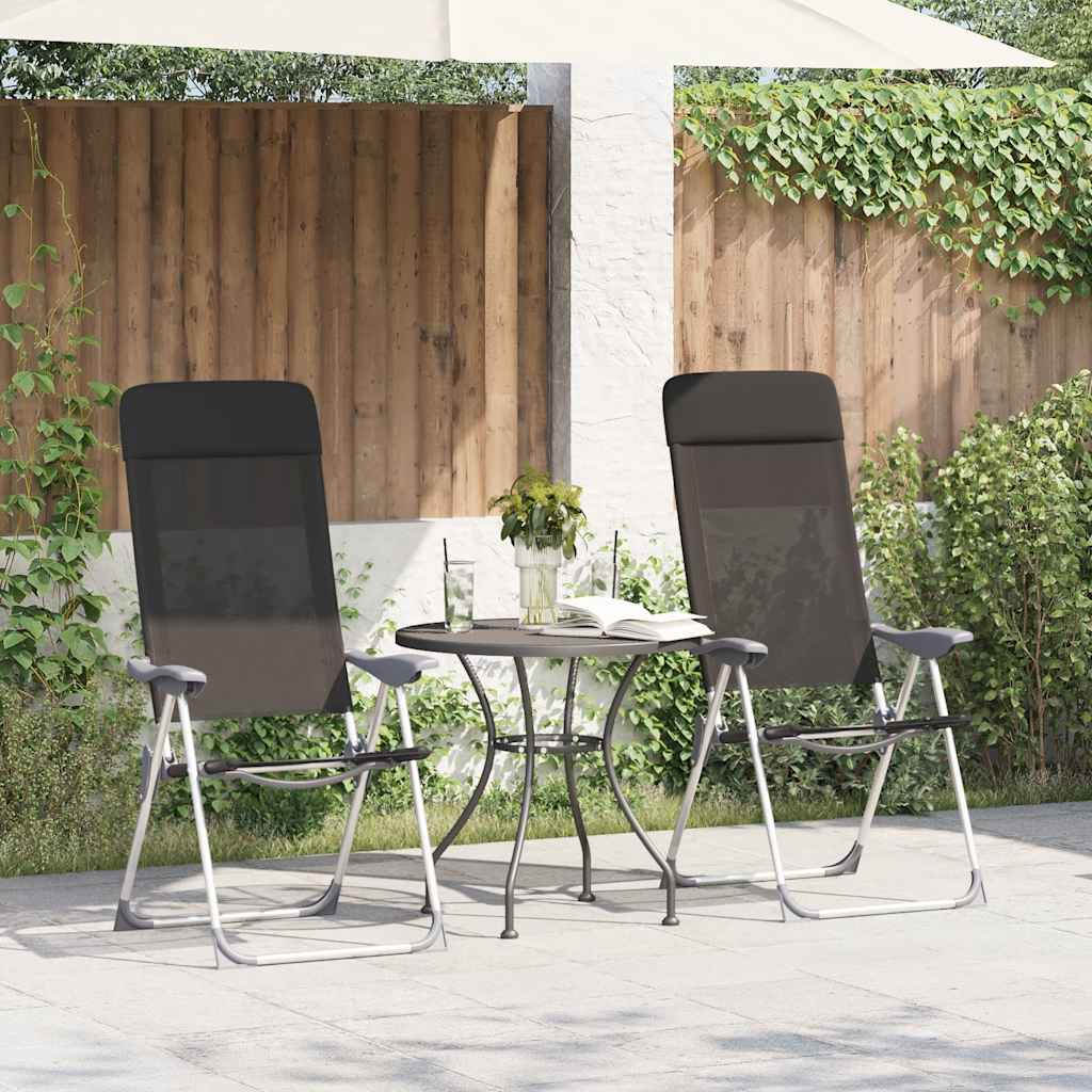 foldbare campingstole 2 stk. aluminium sort
