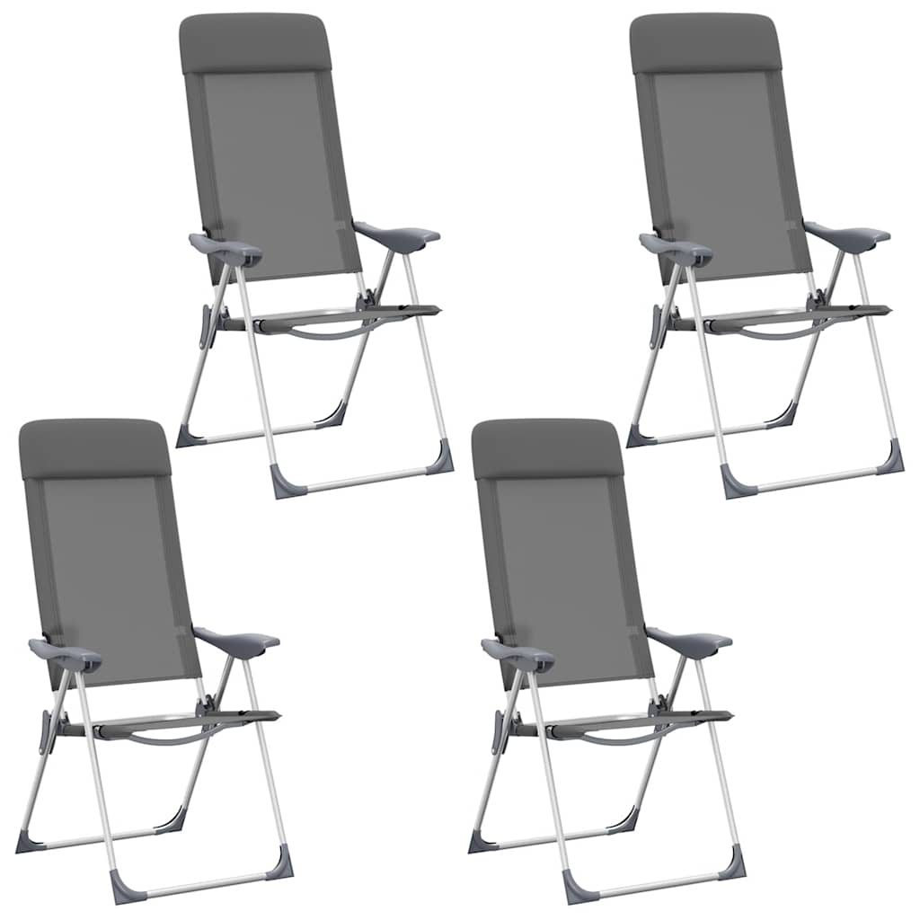 foldbare campingstole 4 stk. aluminium grå