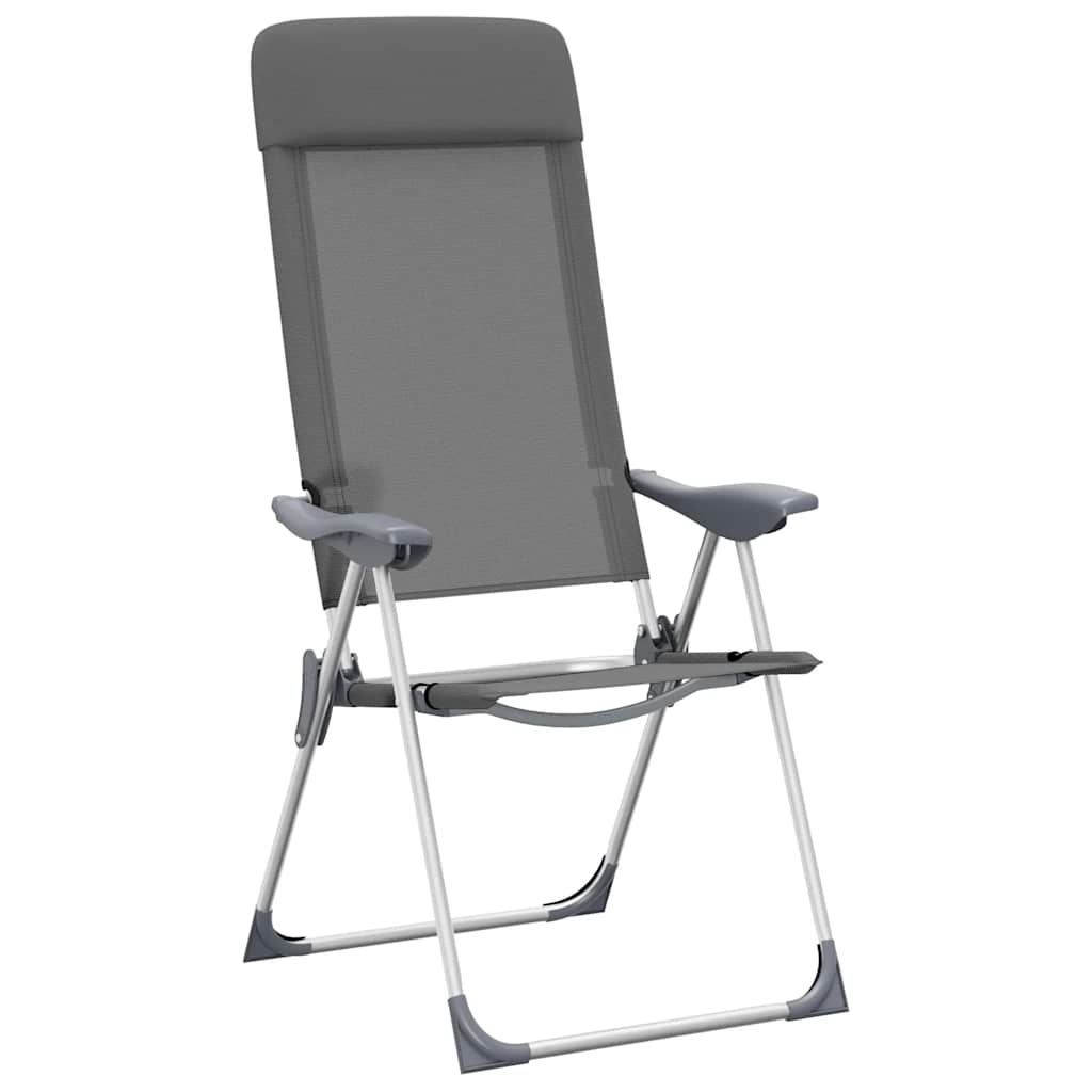 foldbare campingstole 4 stk. aluminium grå