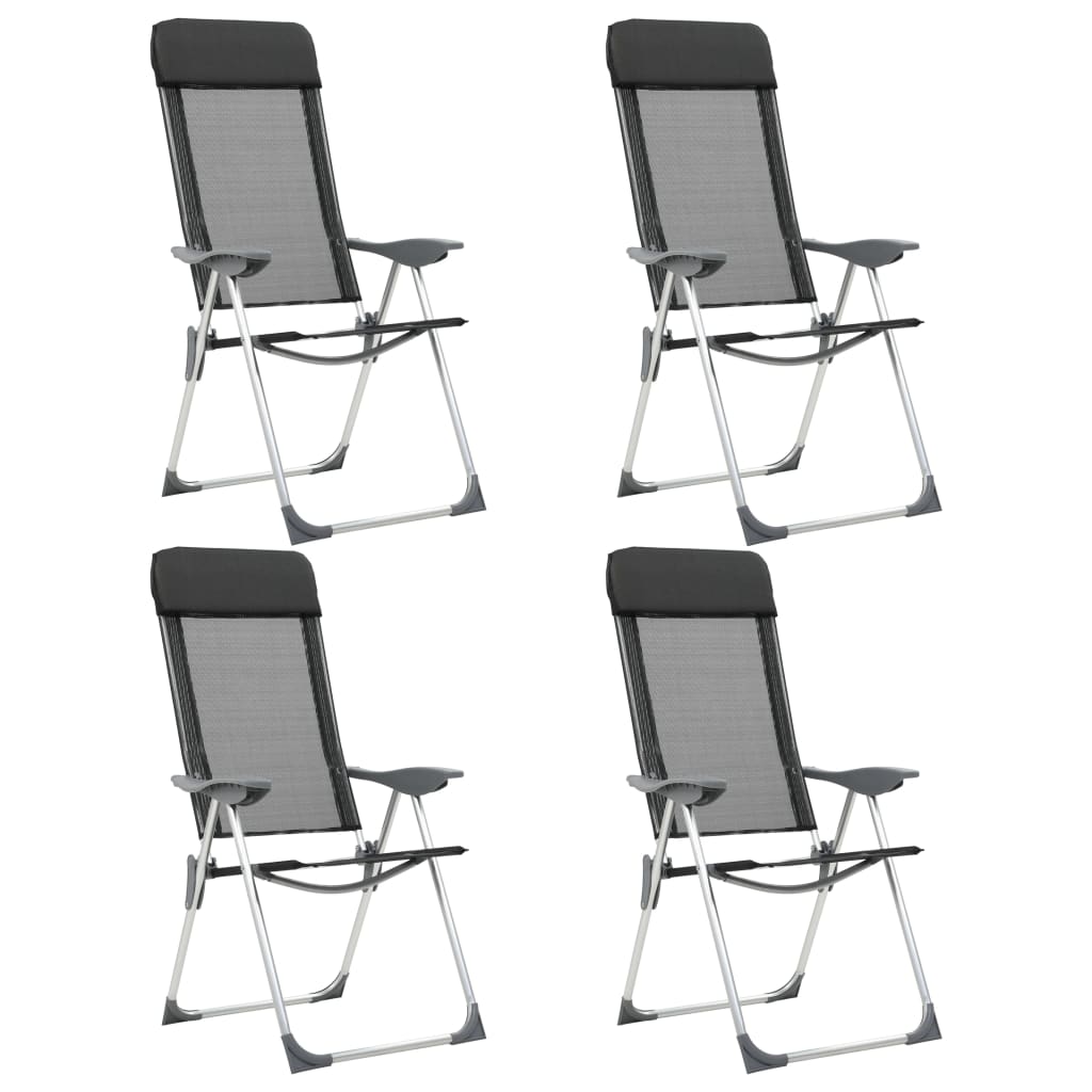 foldbare campingstole 4 stk. aluminium sort