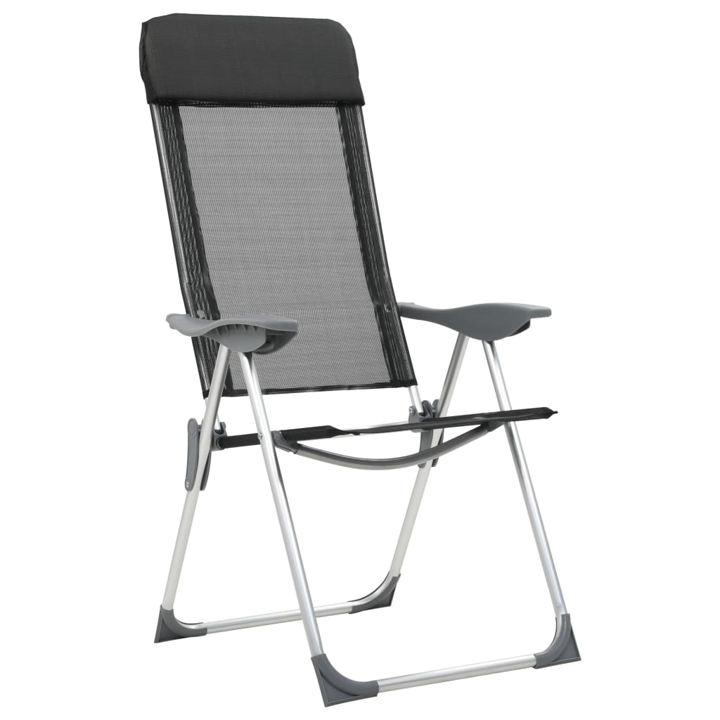 foldbare campingstole 4 stk. aluminium sort