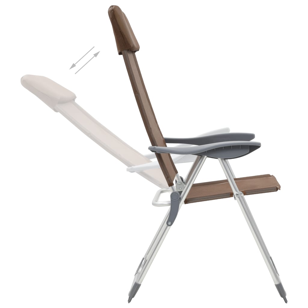 foldbare campingstole 2 stk. aluminium brun