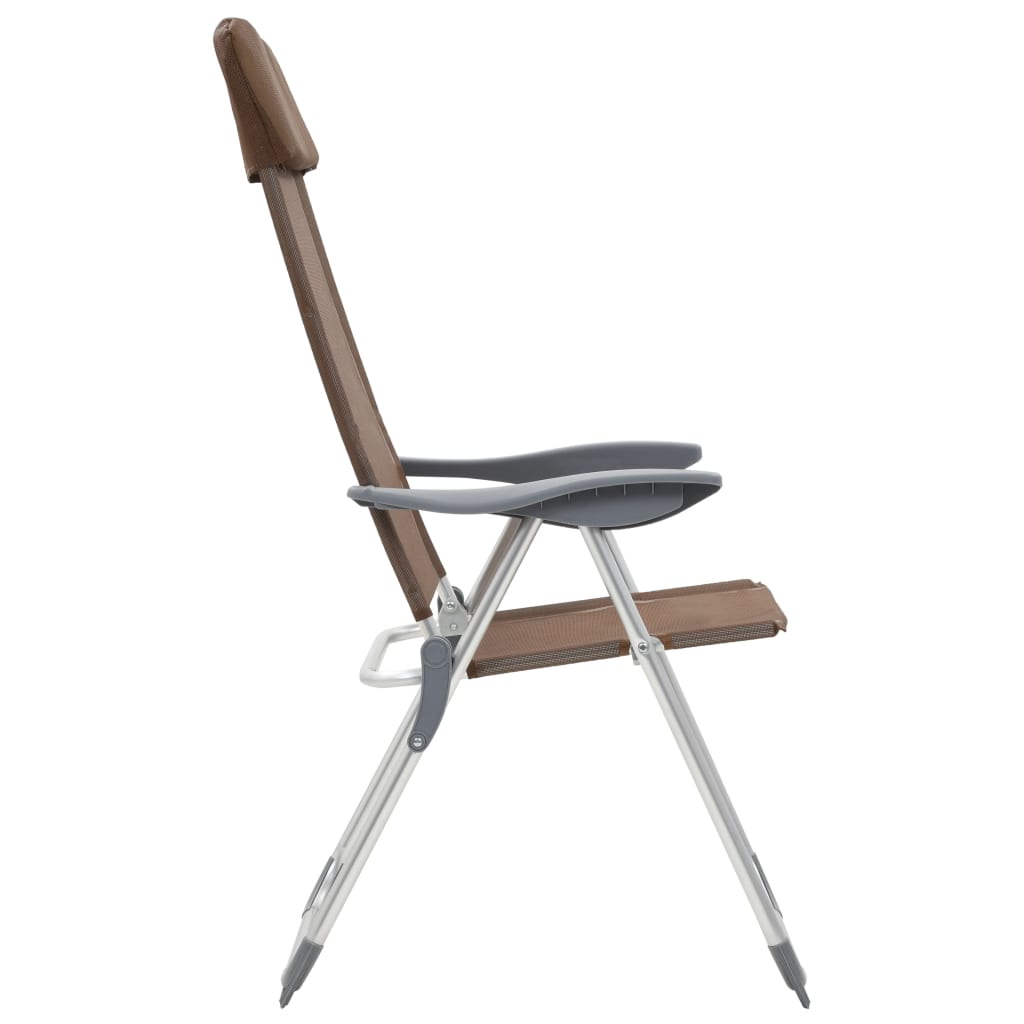 foldbare campingstole 2 stk. aluminium brun