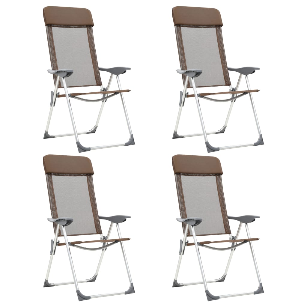 foldbare campingstole 4 stk. aluminium brun