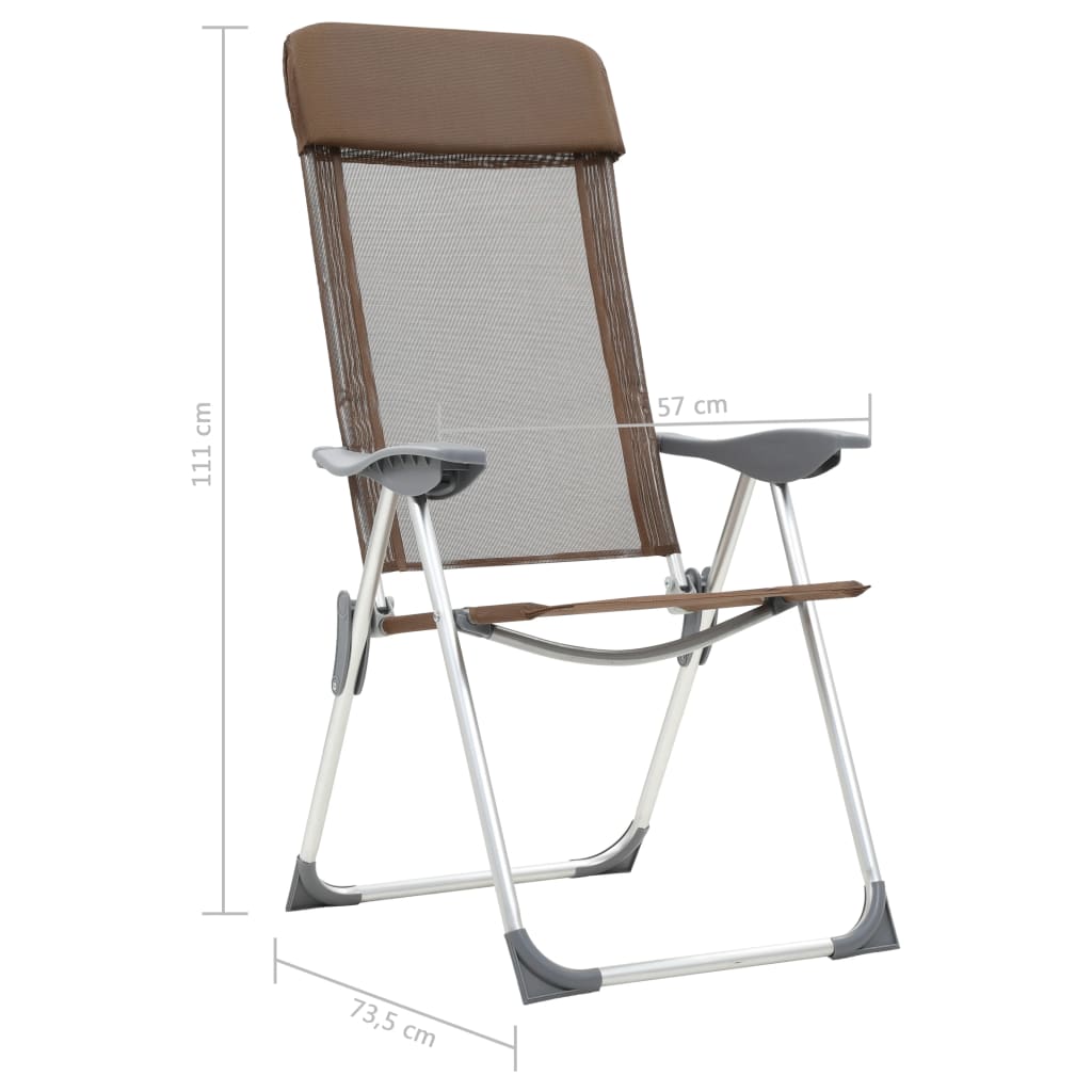 foldbare campingstole 4 stk. aluminium brun